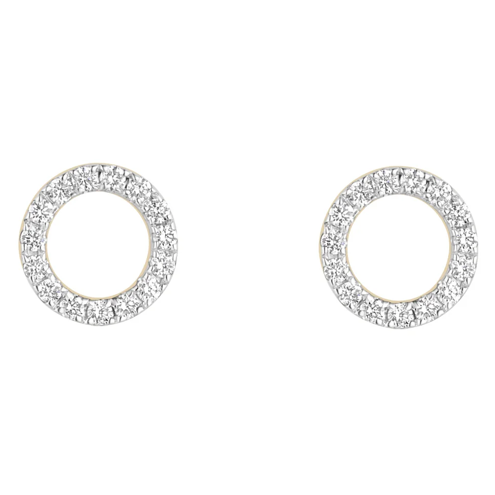 9ct Gold Diamond Cluster 0,12ct Open Circle Stud Earrings in ireland